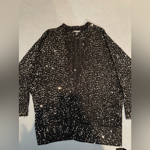 Express Black Sequin Cardigan - Picture 5 of 6